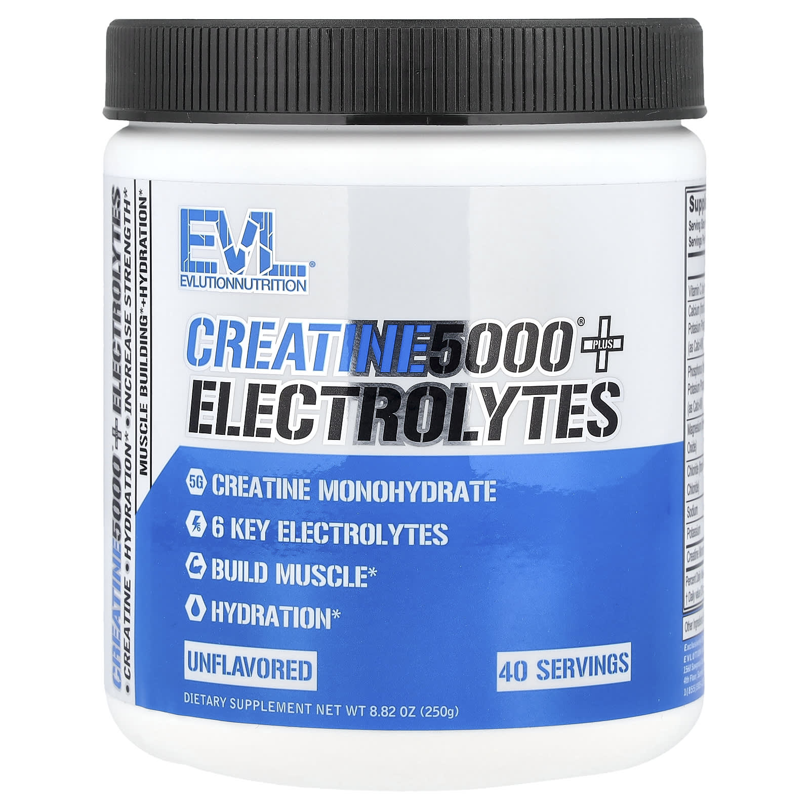 EVLution Nutrition Creatine5000 Plus Electrolytes Unflavored Muscle Building Supplement - Image 1