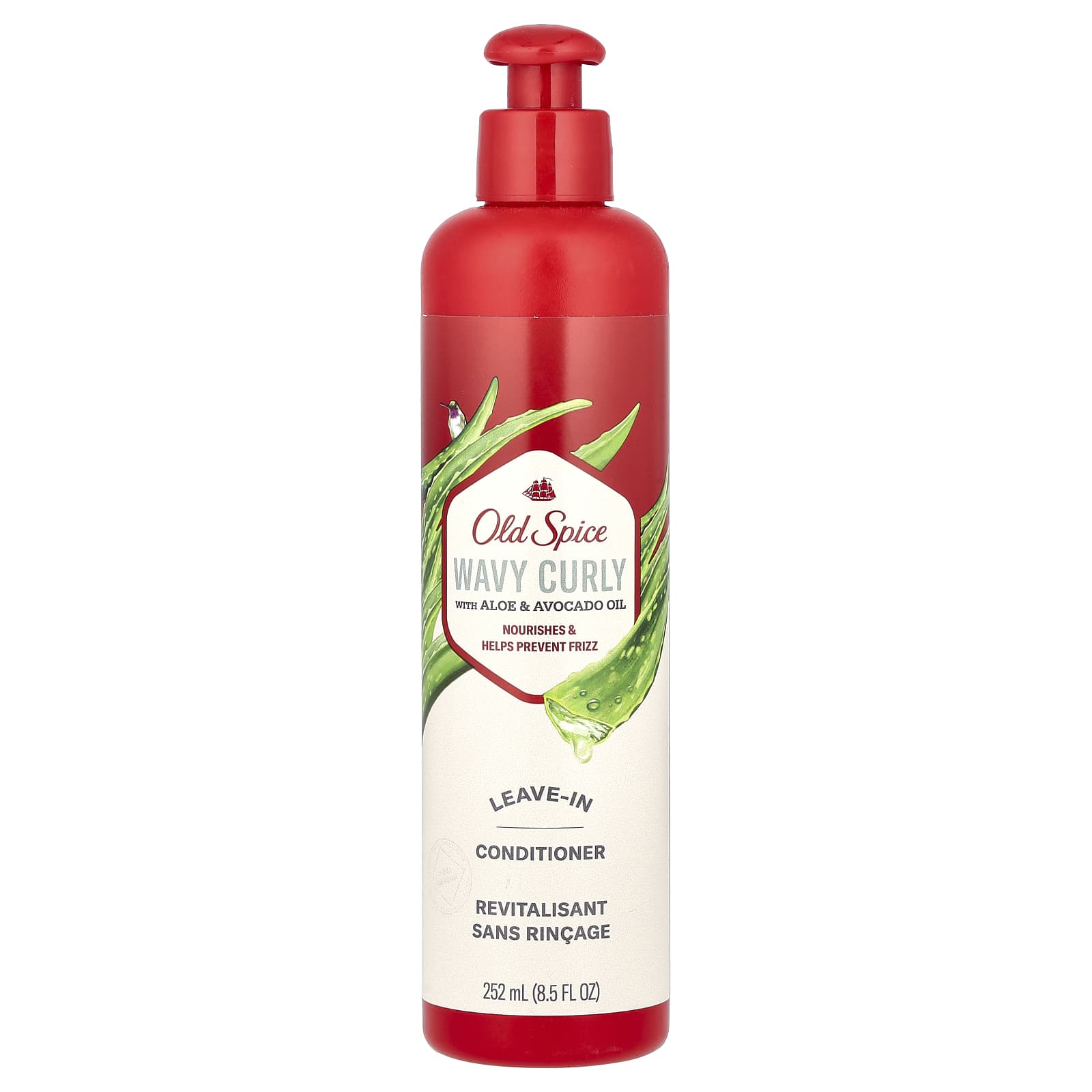 Old Spice, Wavy Curly Leave-In Conditioner with Aloe & Avocado Oil, 8.5 fl oz (252 ml) - Image 1