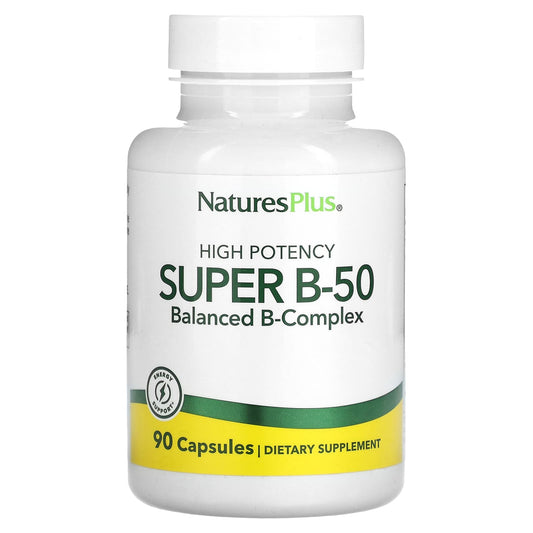 NaturesPlus, High Potency Super B-50, 90 Capsules - Image 1