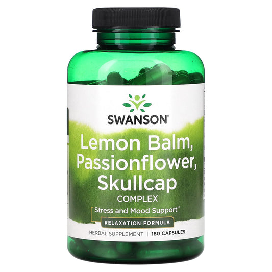 Swanson, Lemon Balm, Passionflower, Skullcap Complex, 180 Capsules - Image 1
