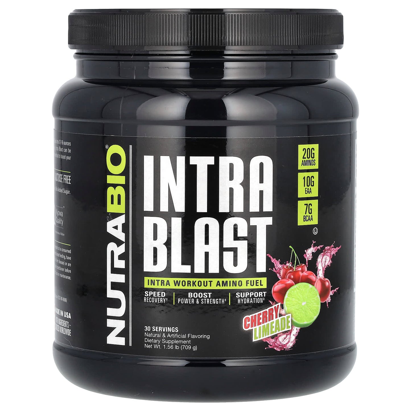 NutraBio, Intra Blast, Intra Workout Amino Fuel, Cherry Limeade, 1.56 lb (709 g) - Image 1
