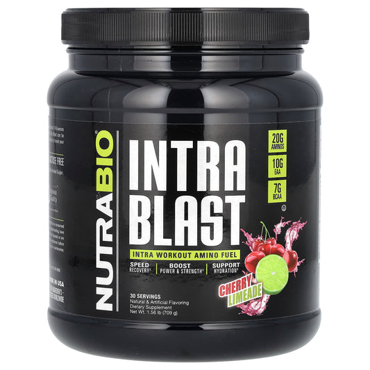 NutraBio, Intra Blast, Intra Workout Amino Fuel, Cherry Limeade, 1.56 lb (709 g) - Image 1