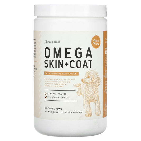 Omega Skin & Coat Supplement for Dogs & Cats - 180 Soft Chews - Image 1