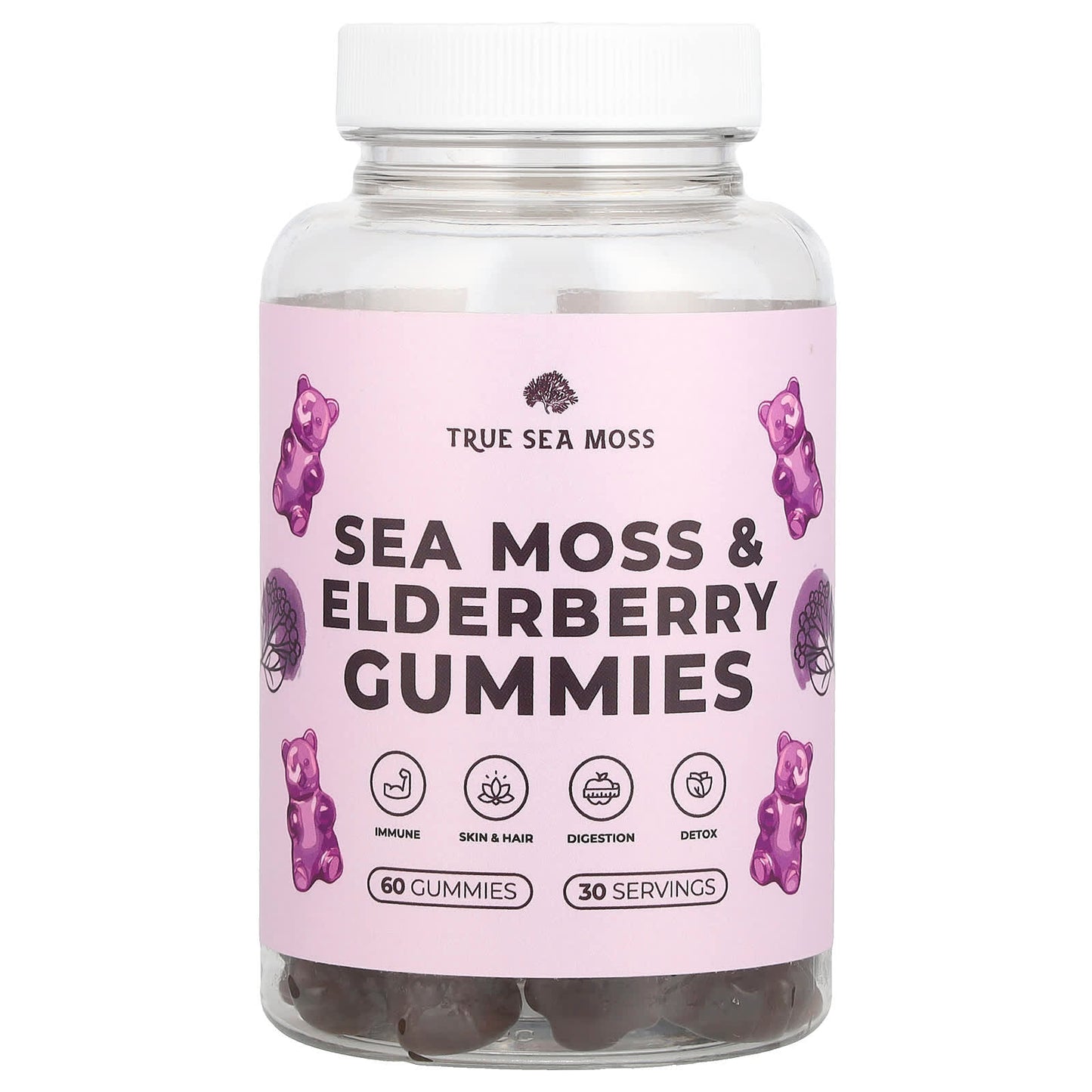 True Sea Moss, Sea Moss & Elderberry Gummies , 60 Gummies - Image 1