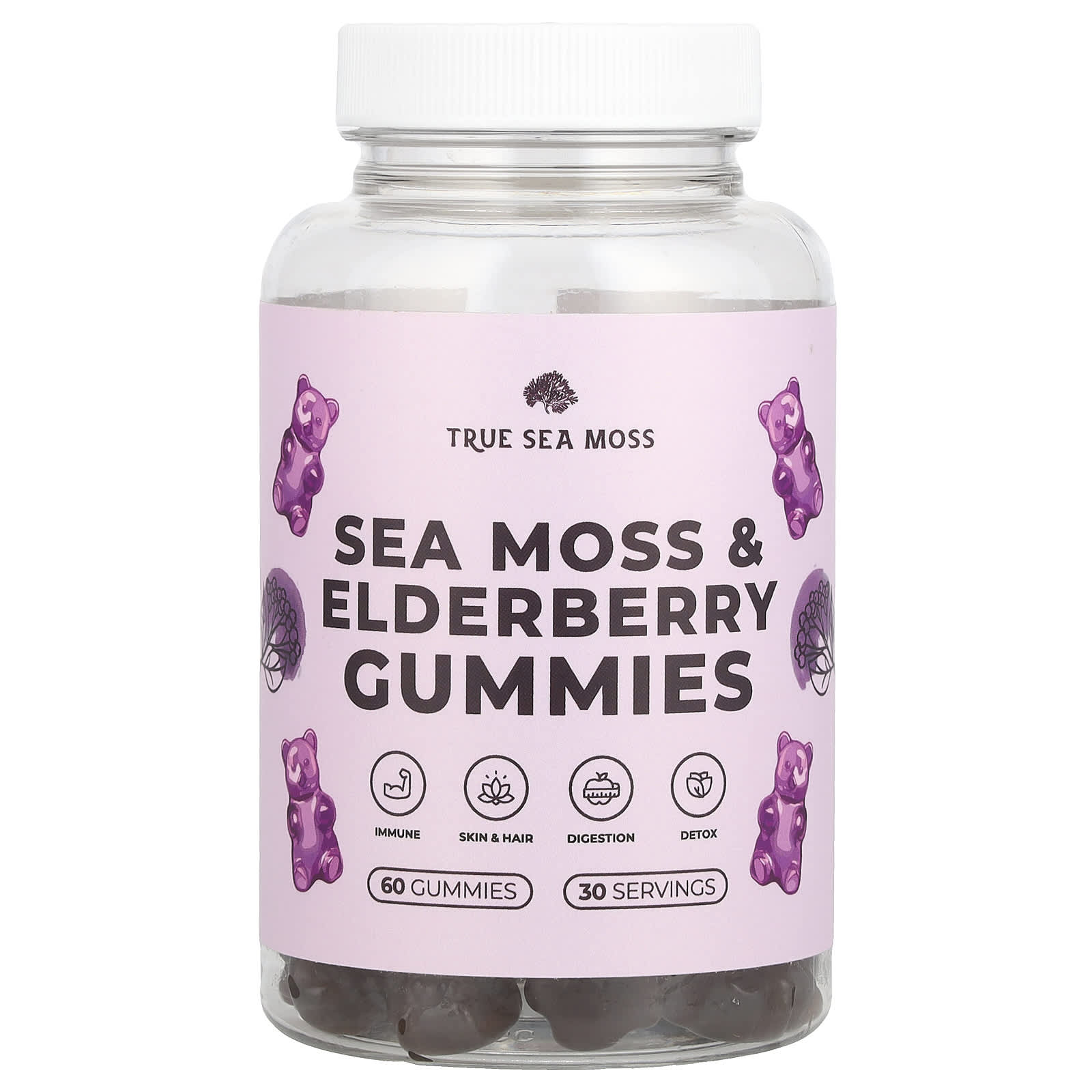 True Sea Moss, Sea Moss & Elderberry Gummies , 60 Gummies - Image 1