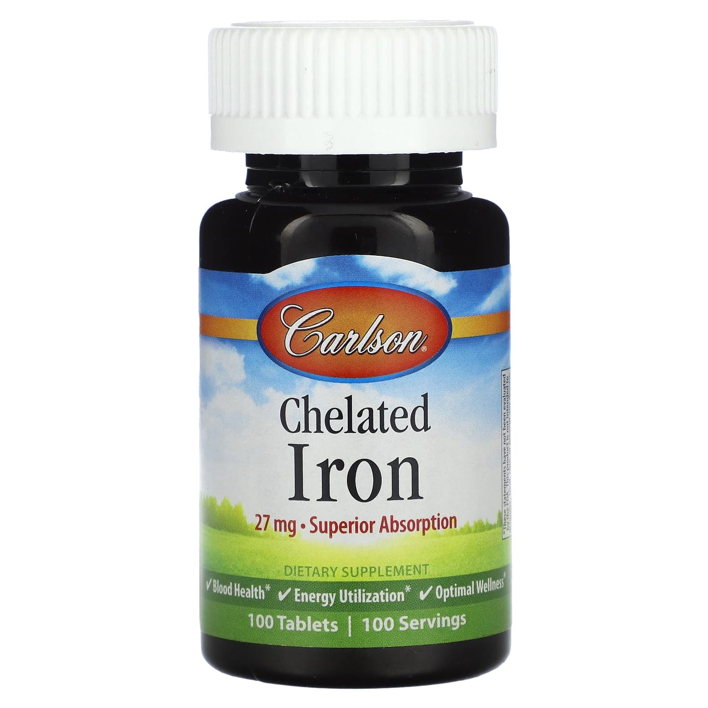 Carlson Chelated Iron Supplement, Gentle on Stomach, 100 Tablets - Image 1