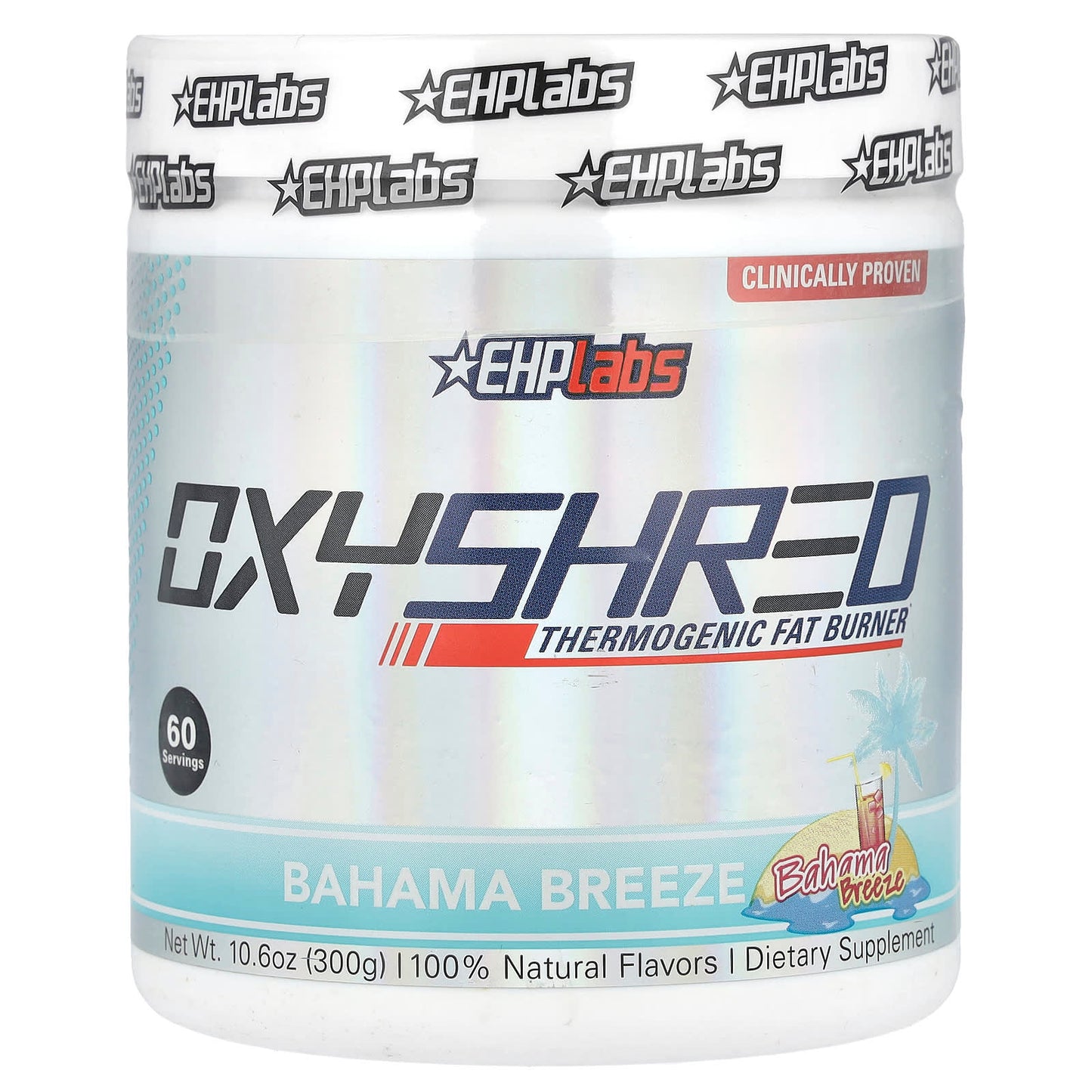 EHPlabs OxyShred Thermogenic Fat Burner, Bahama Breeze, 10.6 oz (300g) - Image 1