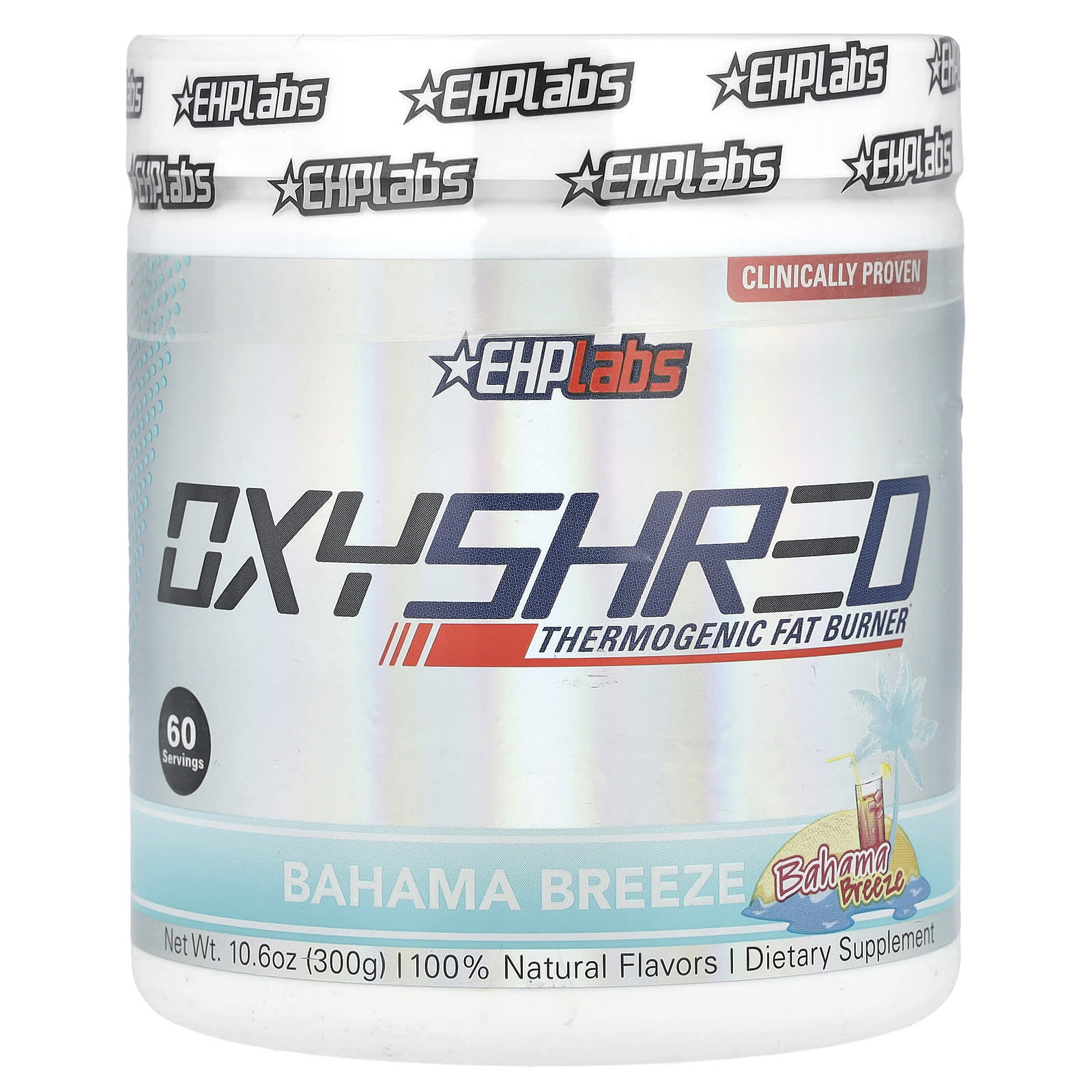 EHPlabs OxyShred Thermogenic Fat Burner, Bahama Breeze, 10.6 oz (300g) - Image 1