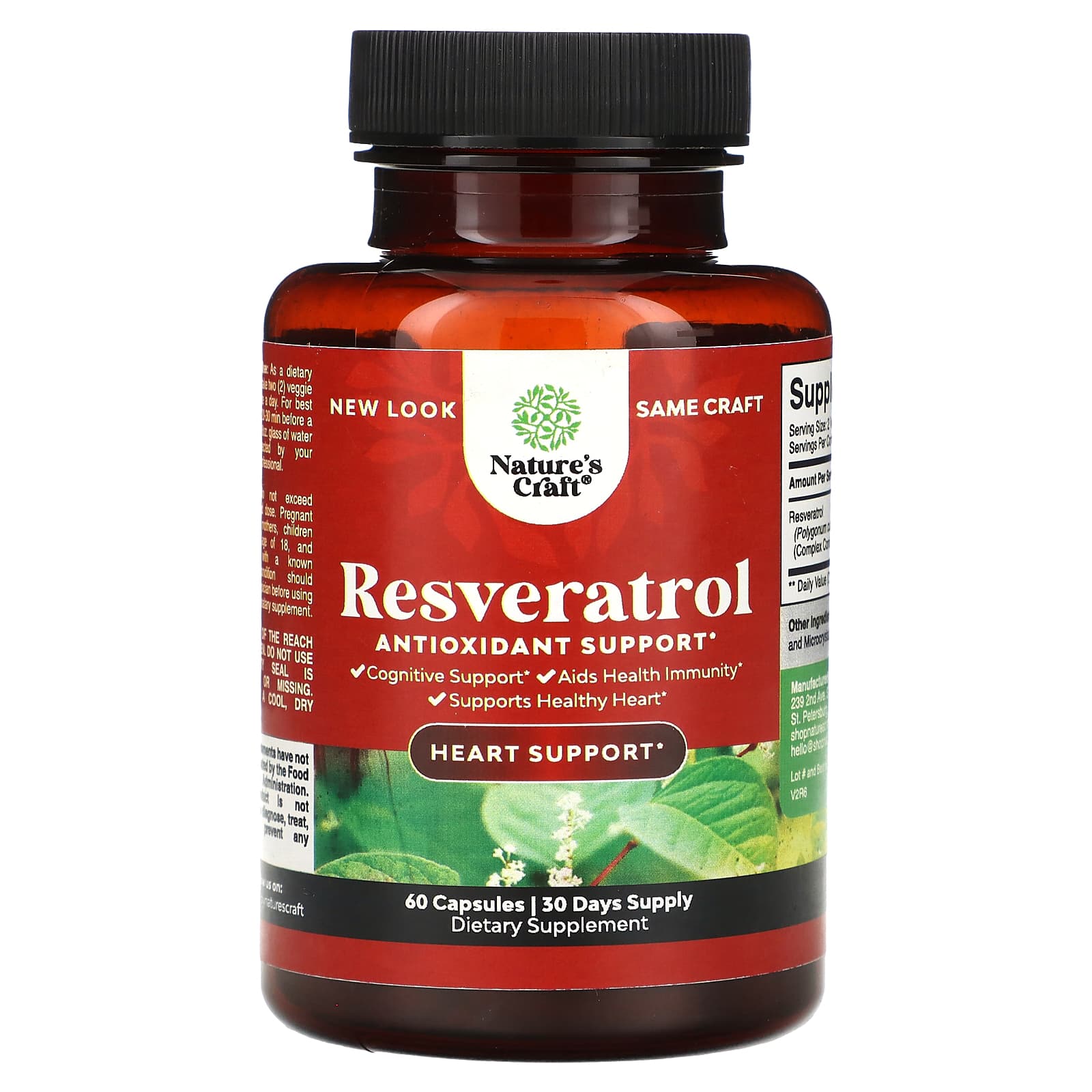 Nature's Craft, Resveratrol, Antioxidant Support, 60 Capsules (600 mg per Capsule) - Image 1