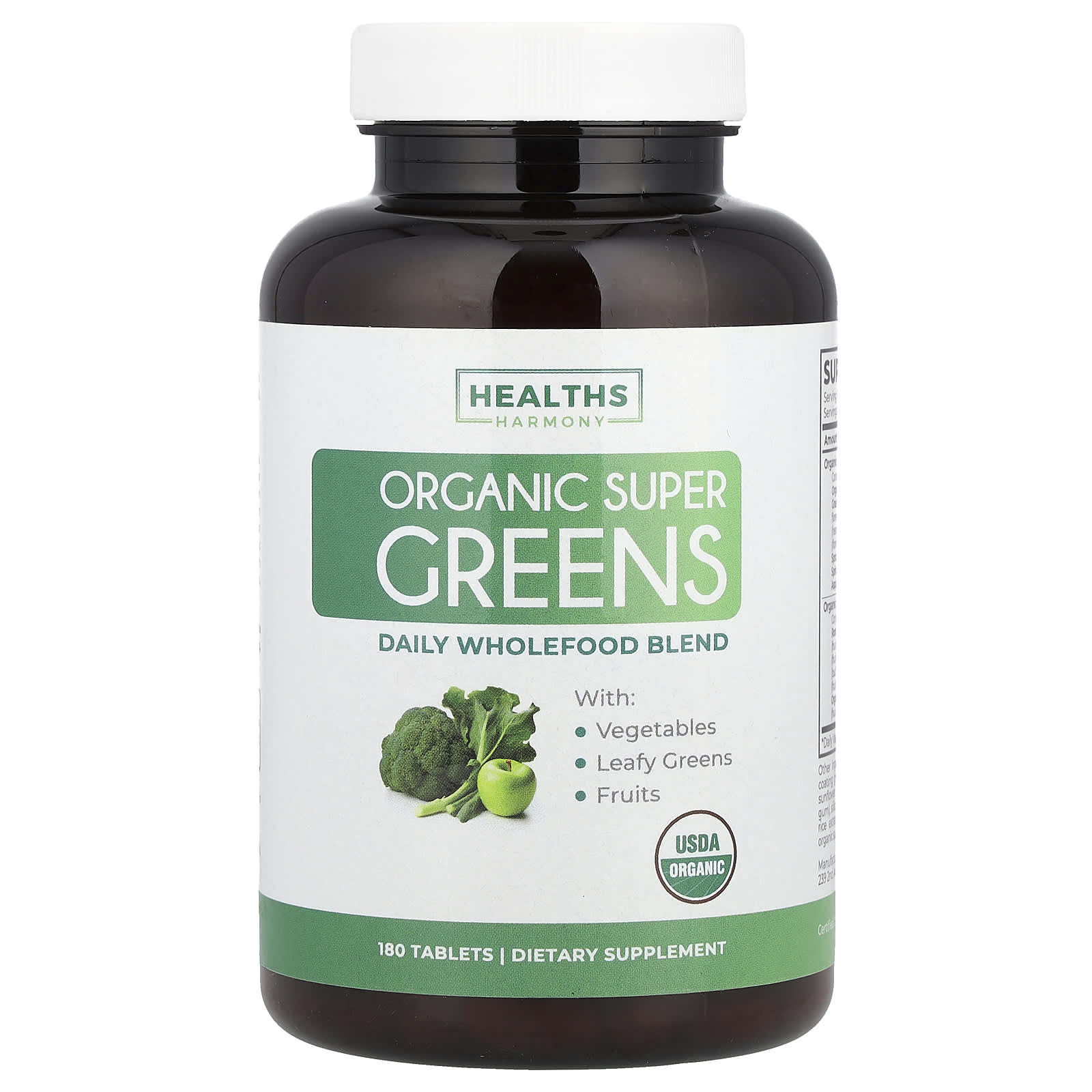 Revitalize Your Health with Healths Harmony Organic Super Greens - 180 Tablets - Image 1