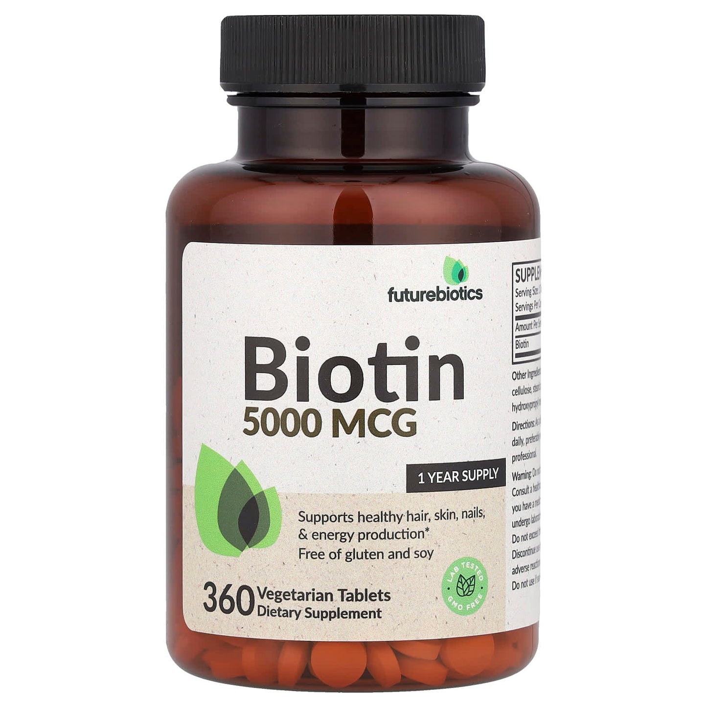 Biotin Supplement by Futurebiotics, 5,000 mcg, 360 Tablets - Image 1