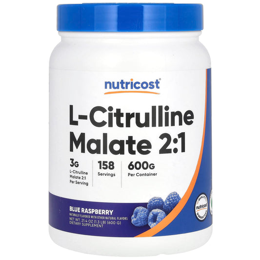 Nutricost, L-Citrulline Malate 2:1, Blue Raspberry, 21.4 oz (600 g) - Image 1