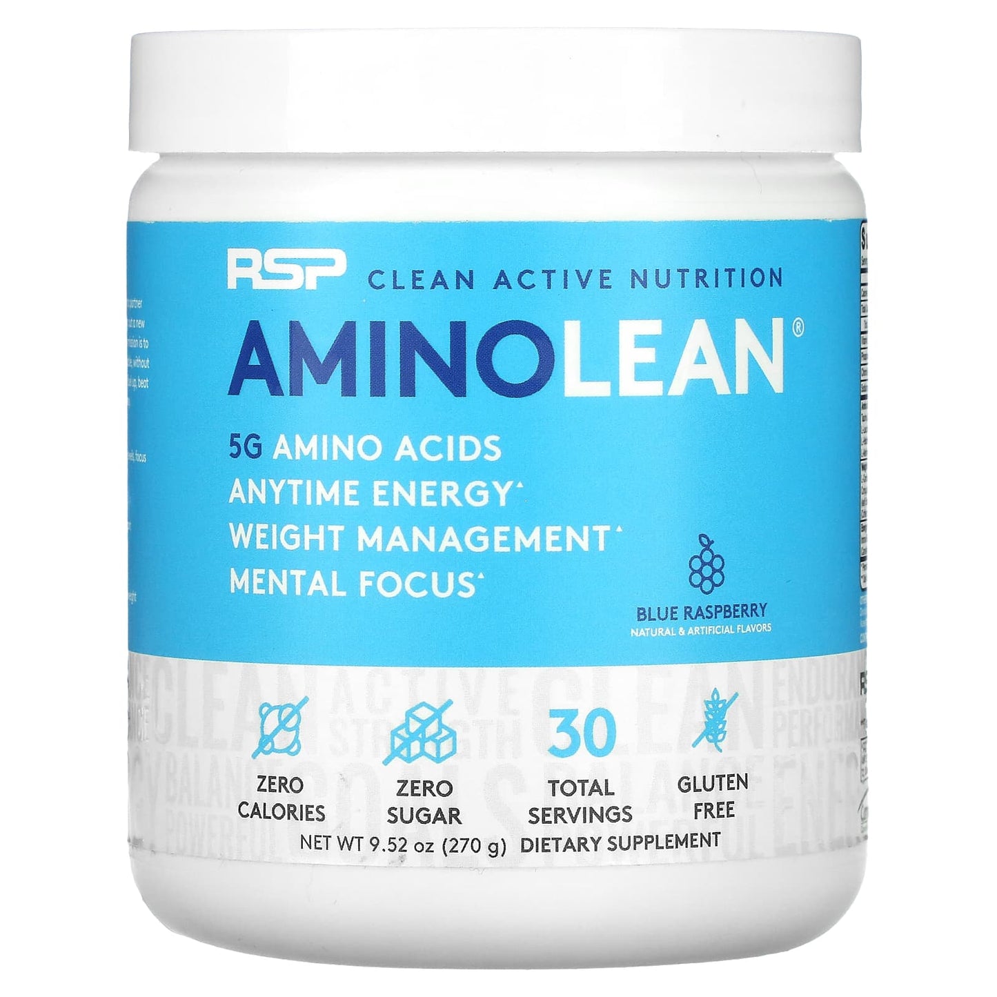 RSP Nutrition, AminoLean, Blue Raspberry, 9.52 oz (270 g) - Image 1