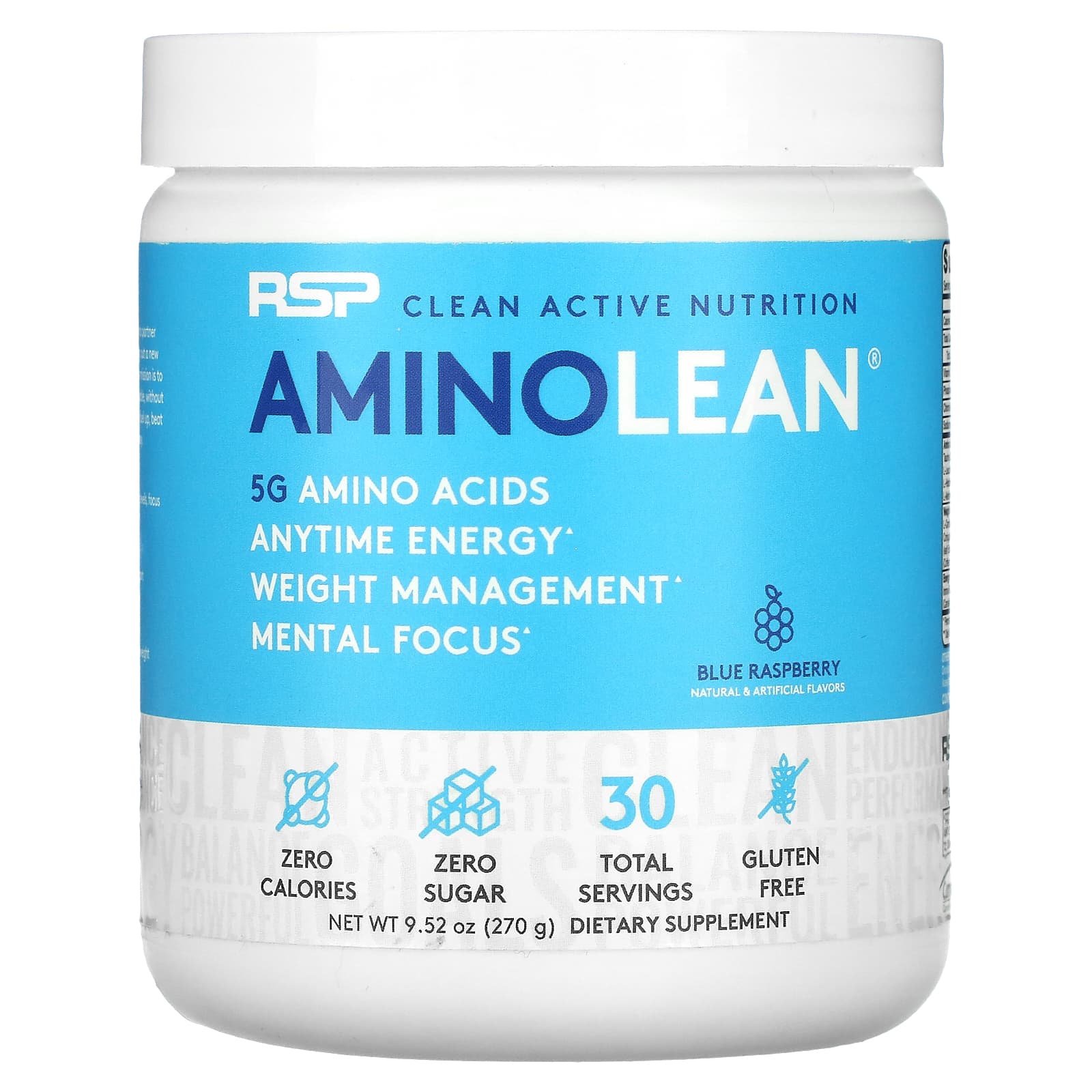 RSP Nutrition, AminoLean, Blue Raspberry, 9.52 oz (270 g) - Image 1