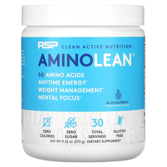 RSP Nutrition, AminoLean, Blue Raspberry, 9.52 oz (270 g) - Image 1