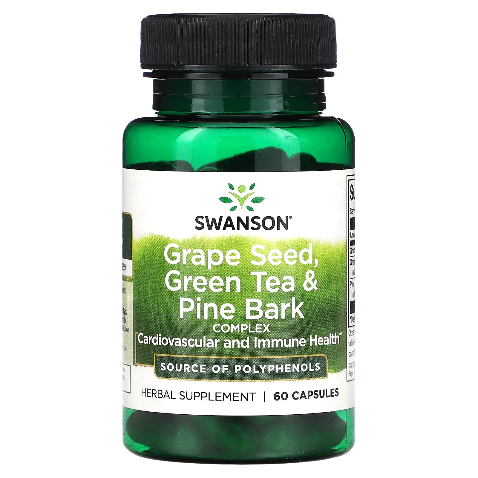 Swanson, Grape Seed, Green Tea & Pine Bark Complex, 60 Capsules - Image 1