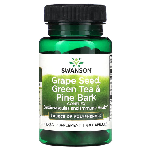 Swanson, Grape Seed, Green Tea & Pine Bark Complex, 60 Capsules - Image 1