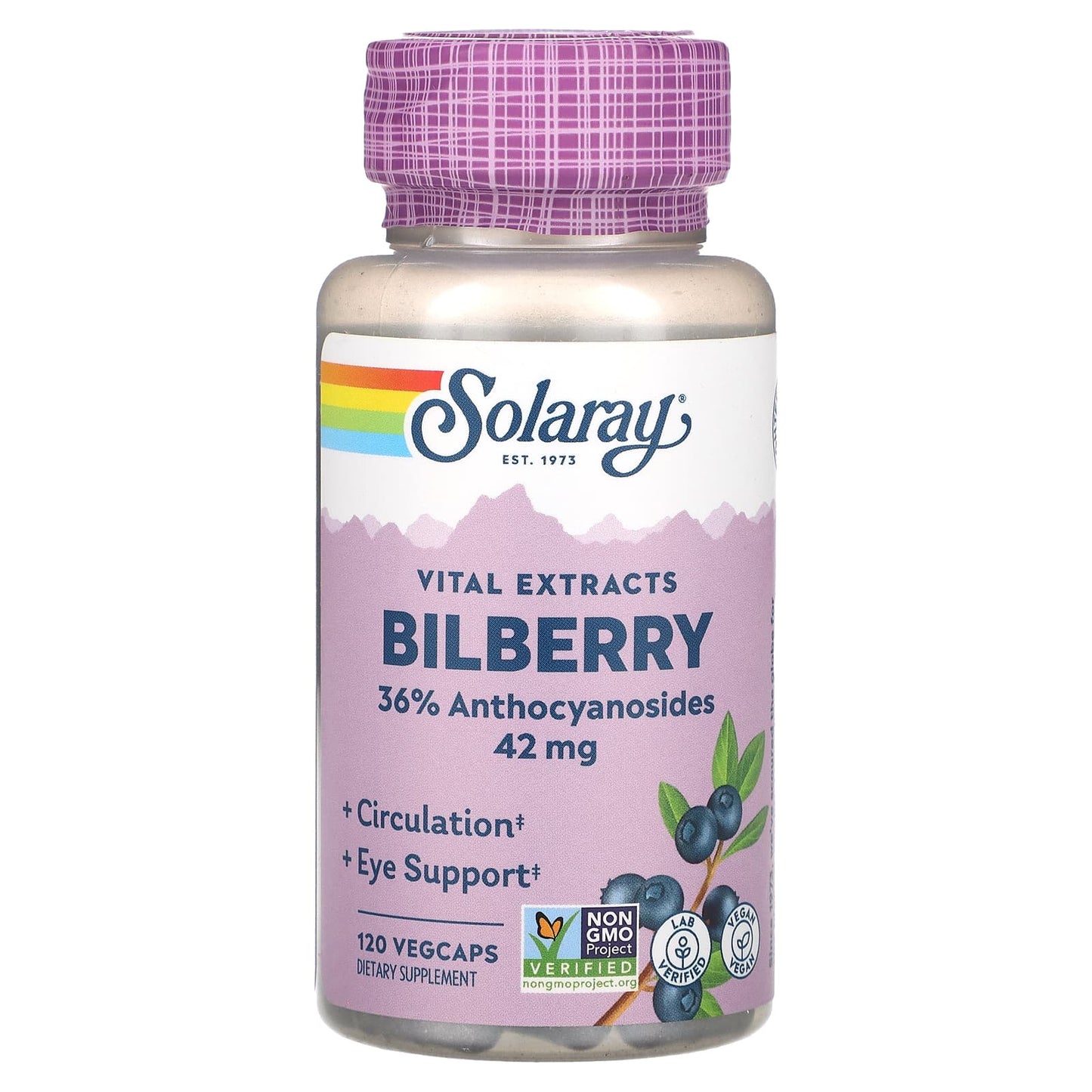 Solaray, Vital Extracts, Bilberry, 42 mg, 120 VegCaps - Image 1