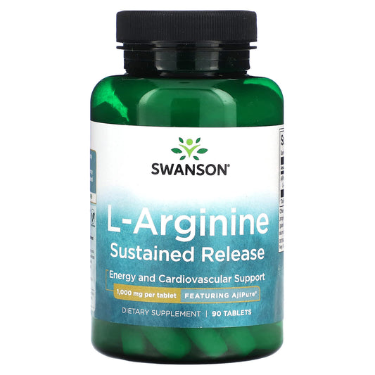 Swanson, L-Arginine, Sustained Release, 1,000 mg, 90 Tablets - Image 1