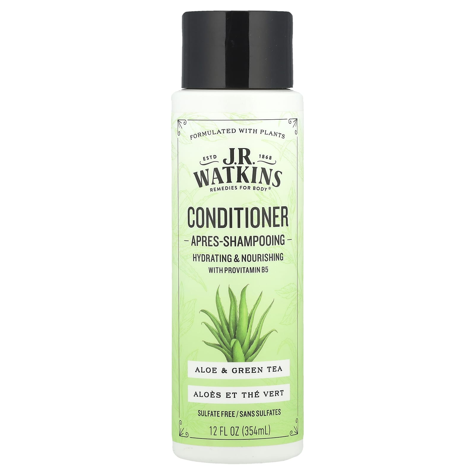 J.R. Watkins Aloe & Green Tea Conditioner, 12 fl oz, Sulfate-Free & Cruelty-Free - Image 1