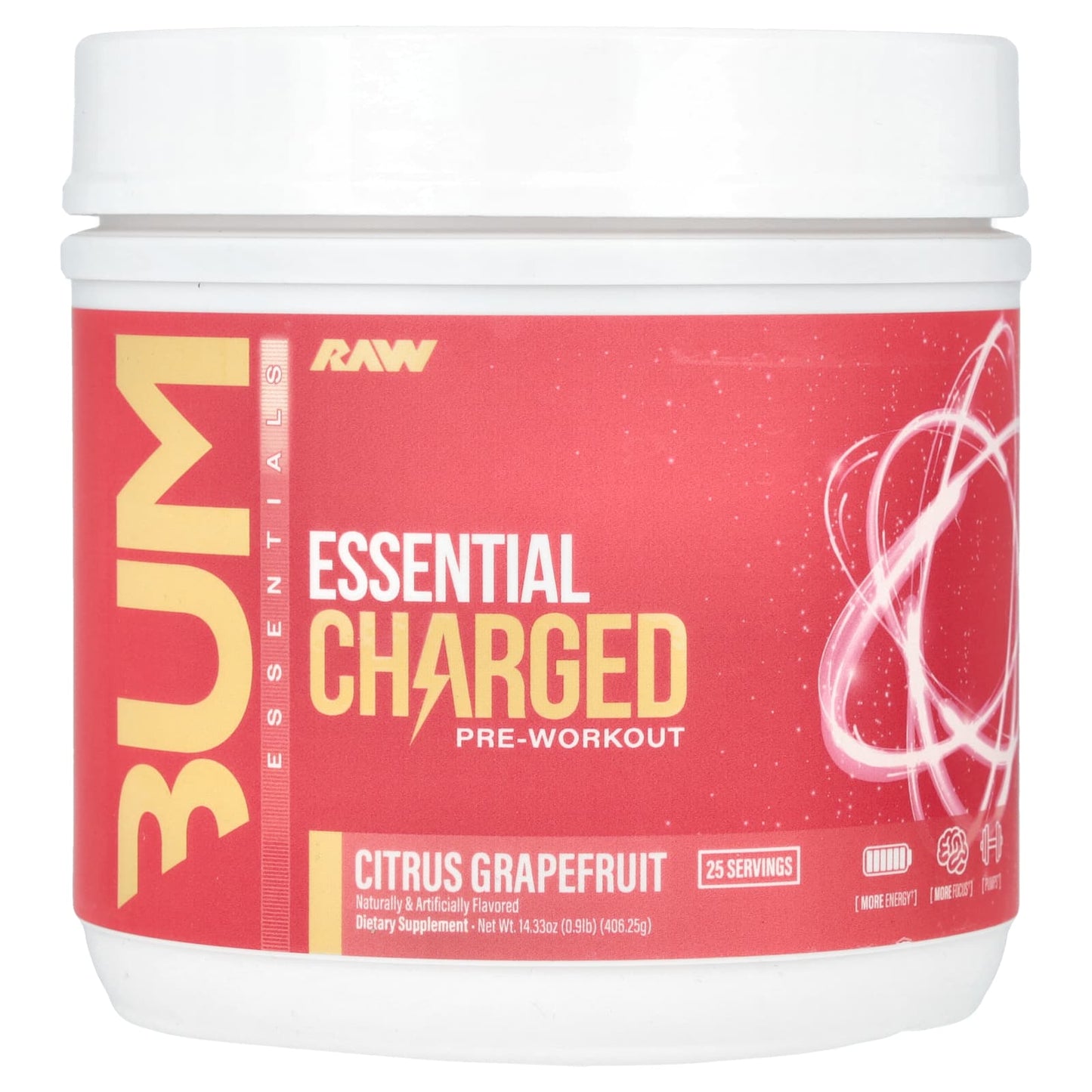 Raw Nutrition, Bum Essentials, Essential Charged Pre-Workout, Citrus Grapefruit, 14.33 oz (406.25 g) - Image 1