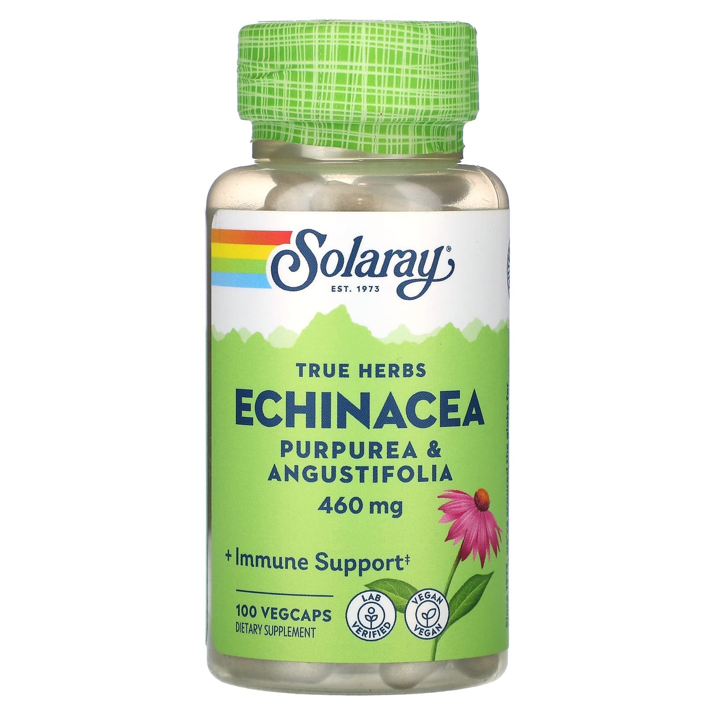 Solaray, True Herbs, Echinacea, Purpurea & Angustifolia, 100 VegCaps - Image 1