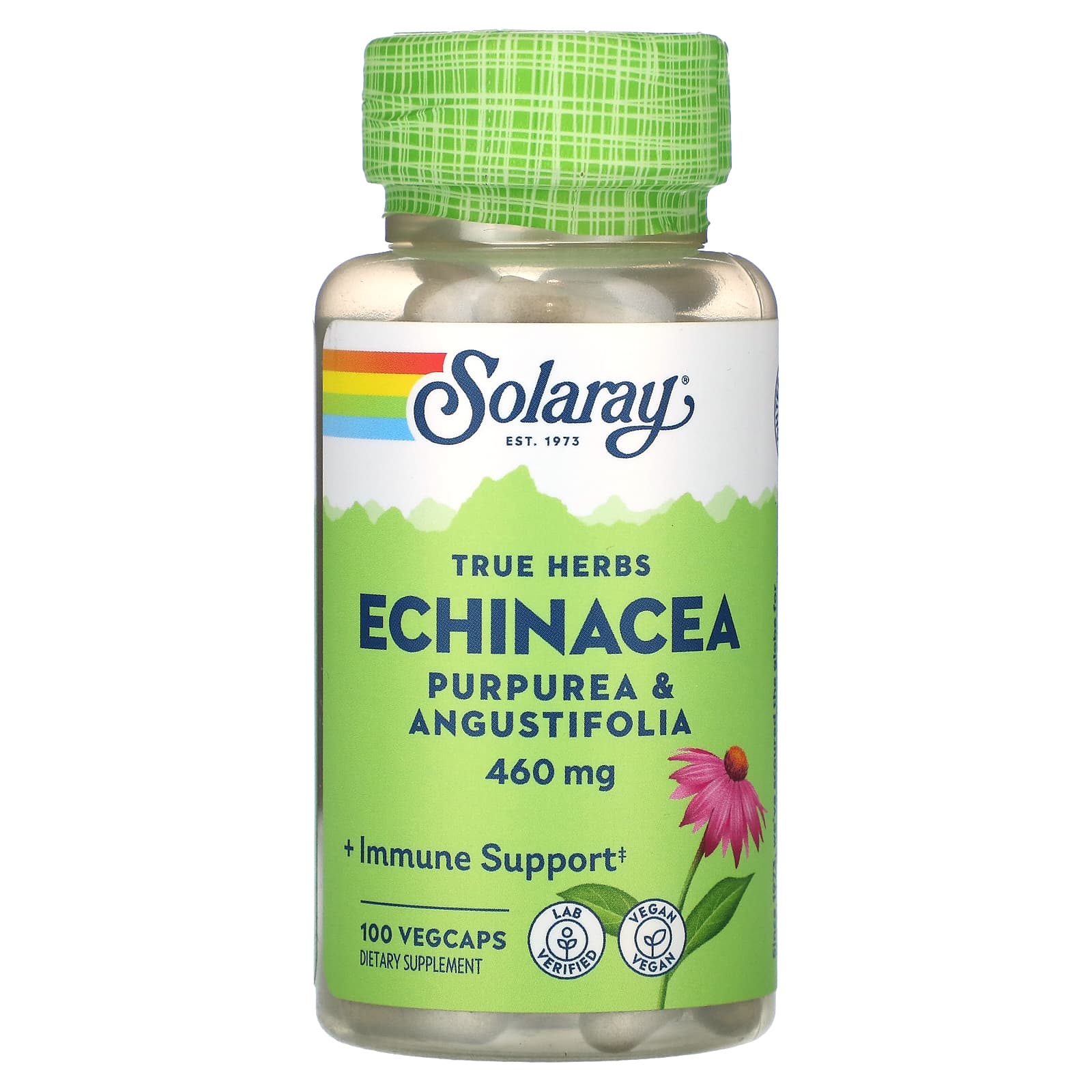 Solaray, True Herbs, Echinacea, Purpurea & Angustifolia, 100 VegCaps - Image 1