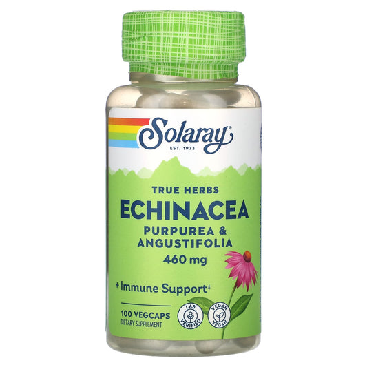 Solaray, True Herbs, Echinacea, Purpurea & Angustifolia, 100 VegCaps - Image 1