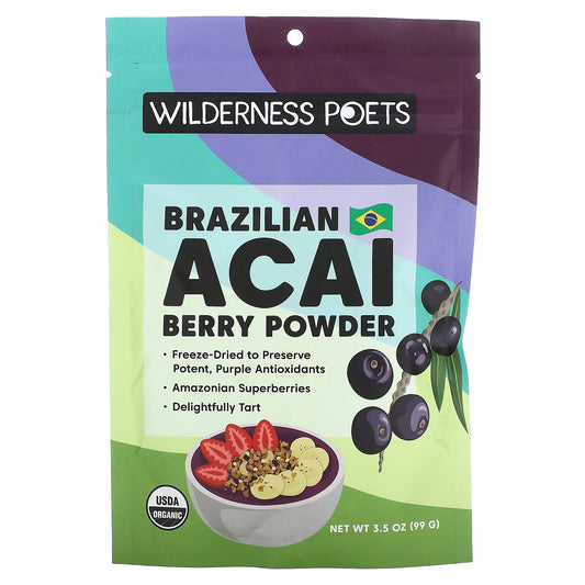 Wilderness Poets, Organic Brazilian Acai  Berry Powder, 3.5 oz (99 g) - Image 1