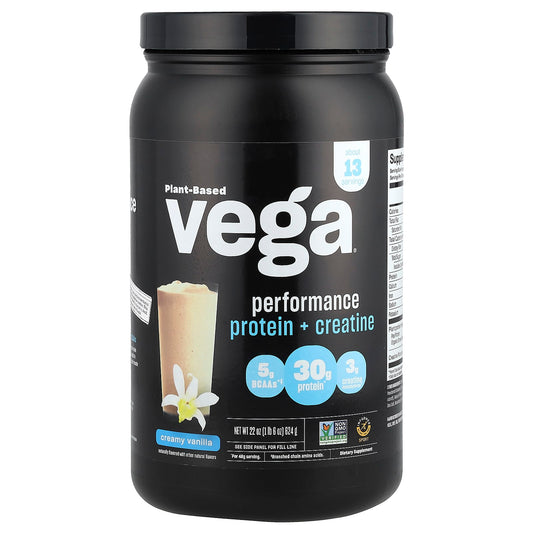 Vega, Plant-Based Performance Protein + Creatine, Creamy Vanilla, 1 lb 6 oz (624 g) - Image 1