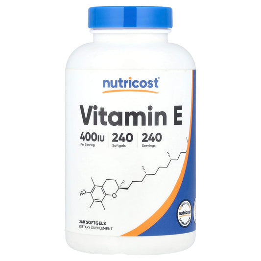 Nutricost, Vitamin E, 180 mg (400 IU), 240 Softgels - Image 1