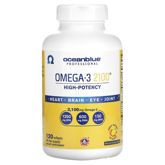 OceanBlue, Professional, Omega-3 2100, High Potency, Natural Orange, 2,100 mg, 120 Softgels (1,500 mg per Softgel)