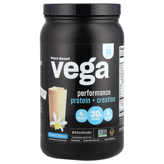 Vega, Plant-Based Performance Protein + Creatine, Creamy Vanilla, 1 lb 6 oz (624 g) - Image 1