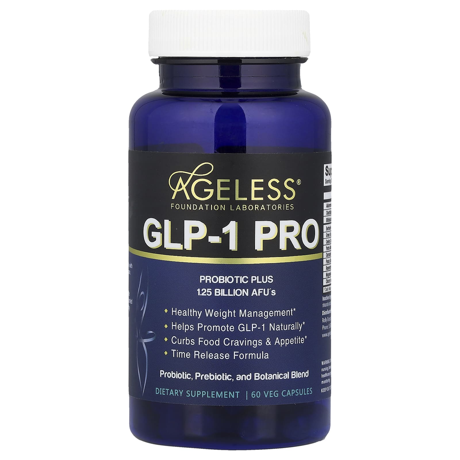 Ageless Foundation Laboratories GLP-1 Pro for Healthy Weight Management - 60 Veg Capsules - Image 1