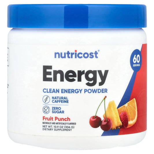 Nutricost, Energy, Clean Energy Powder, Fruit Punch, 10.9 oz (306 g) - Image 1