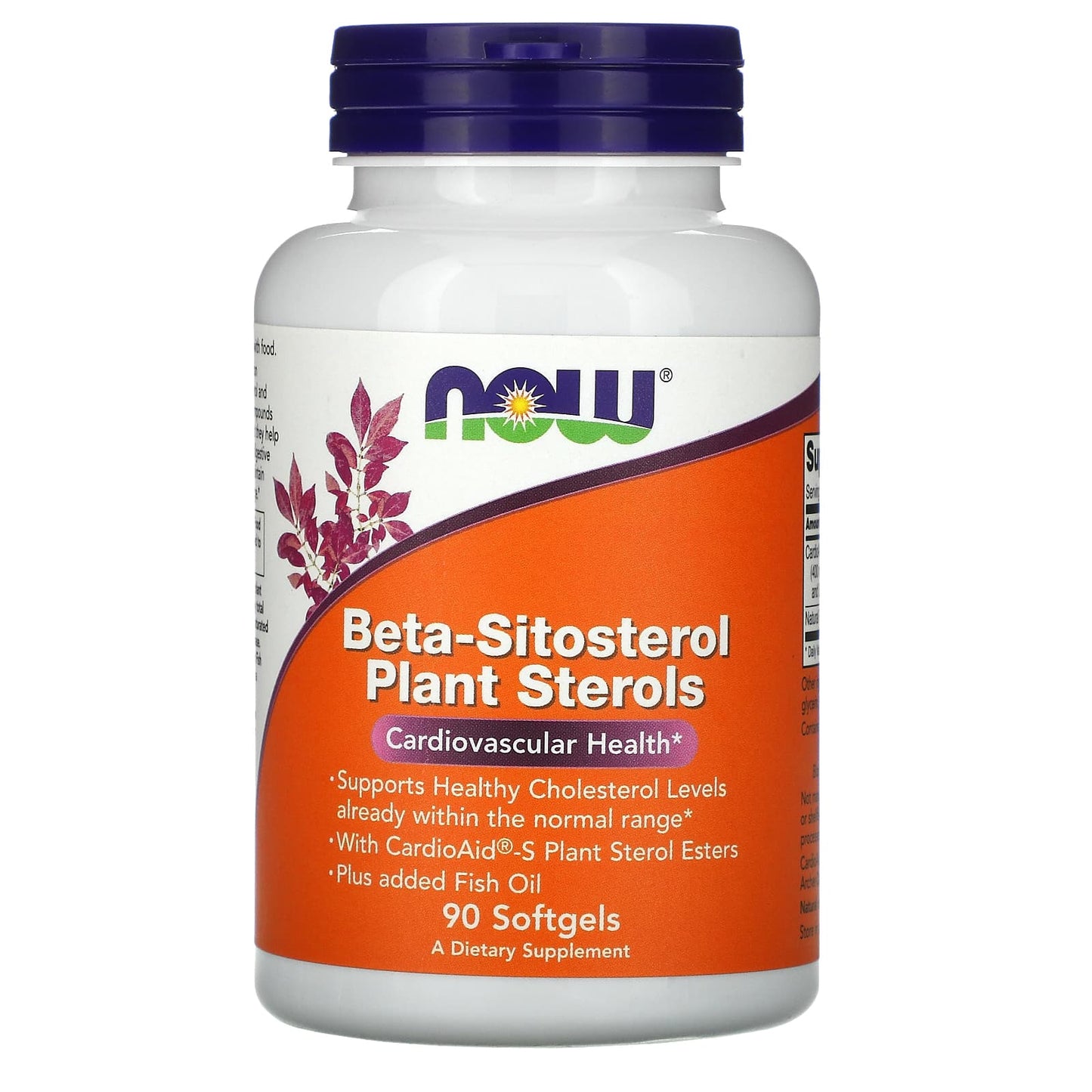 NOW Foods, Beta-Sitosterol Plant Sterols, 90 Softgels - Image 1