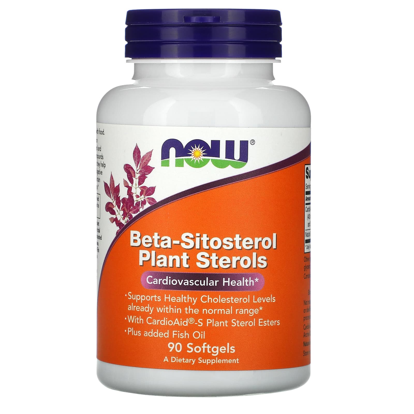 NOW Foods, Beta-Sitosterol Plant Sterols, 90 Softgels - Image 1