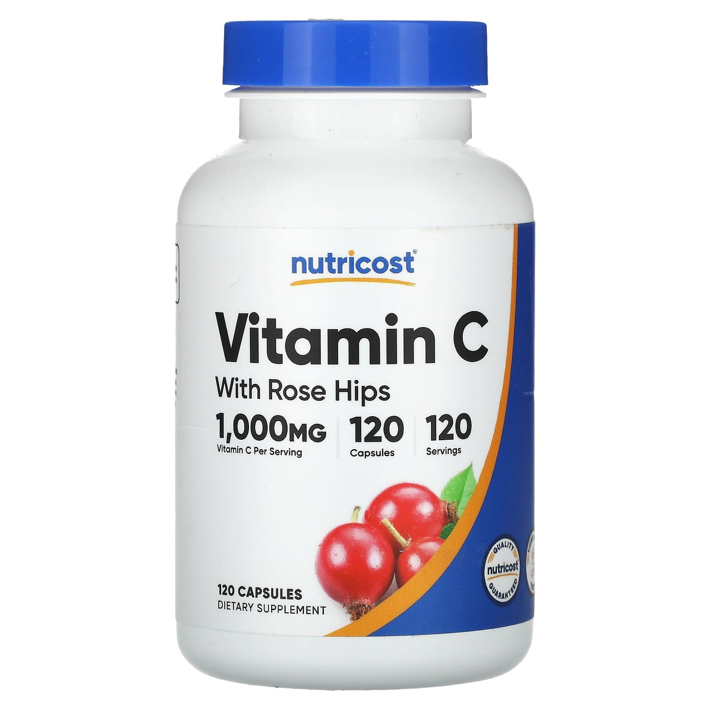 Nutricost, Vitamin C With Rose Hips, 1,000 mg, 120 Capsules - Image 1