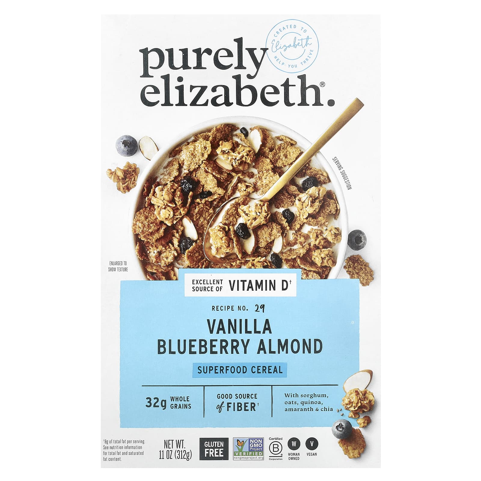 Purely Elizabeth, Superfood Cereal, Vanilla Blueberry Almond, 11 oz (312 g) - Image 1
