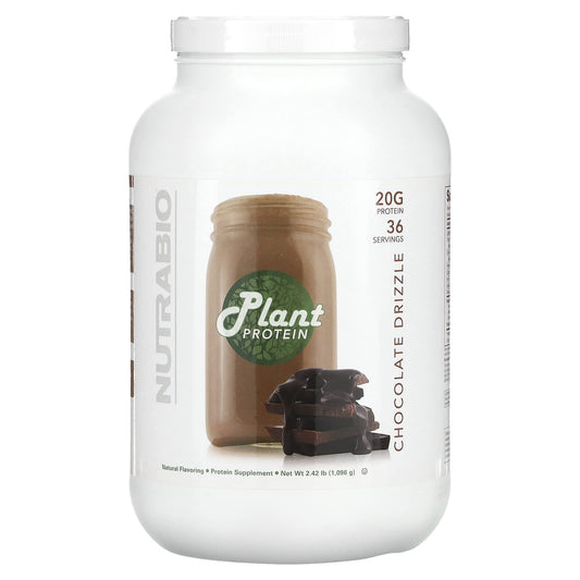 NutraBio, Plant Protein, Chocolate Drizzle, 2.42 lb (1,096 g) - Image 1