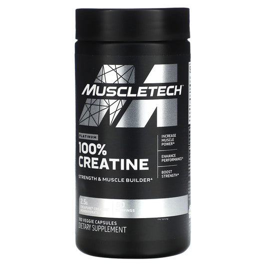 MuscleTech, Platinum 100% Creatine, 100 Veggie Capsules (1.25 g per Capsule) - Image 1