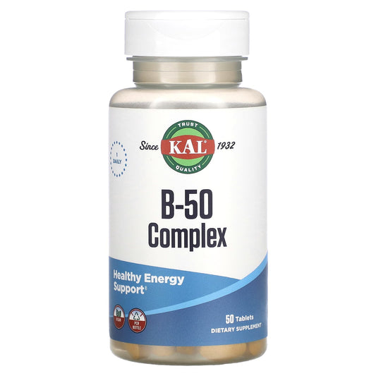 KAL B-50 Complex Energy Support Tablets, 50 Count - Image 1