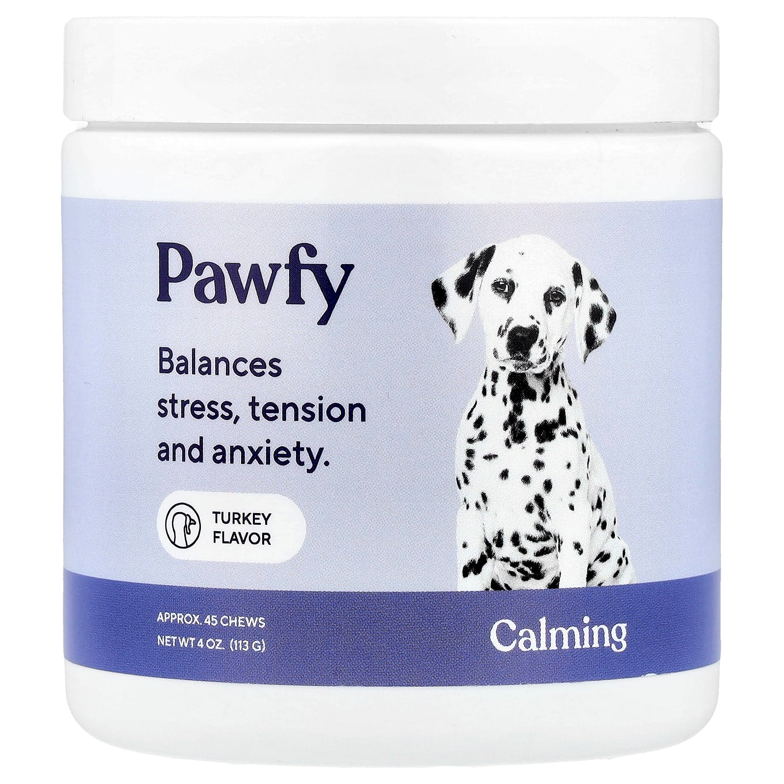 Pawfy, Calming, For Dogs, 6 Months+, Turkey, Approx. 45 Chews, 4 oz (113 g) - Image 1