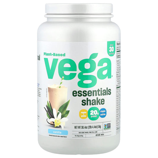 Vega, Plant-Based Essentials Shake, Vanilla, 2 lb 4.4 oz (1 kg) - Image 1