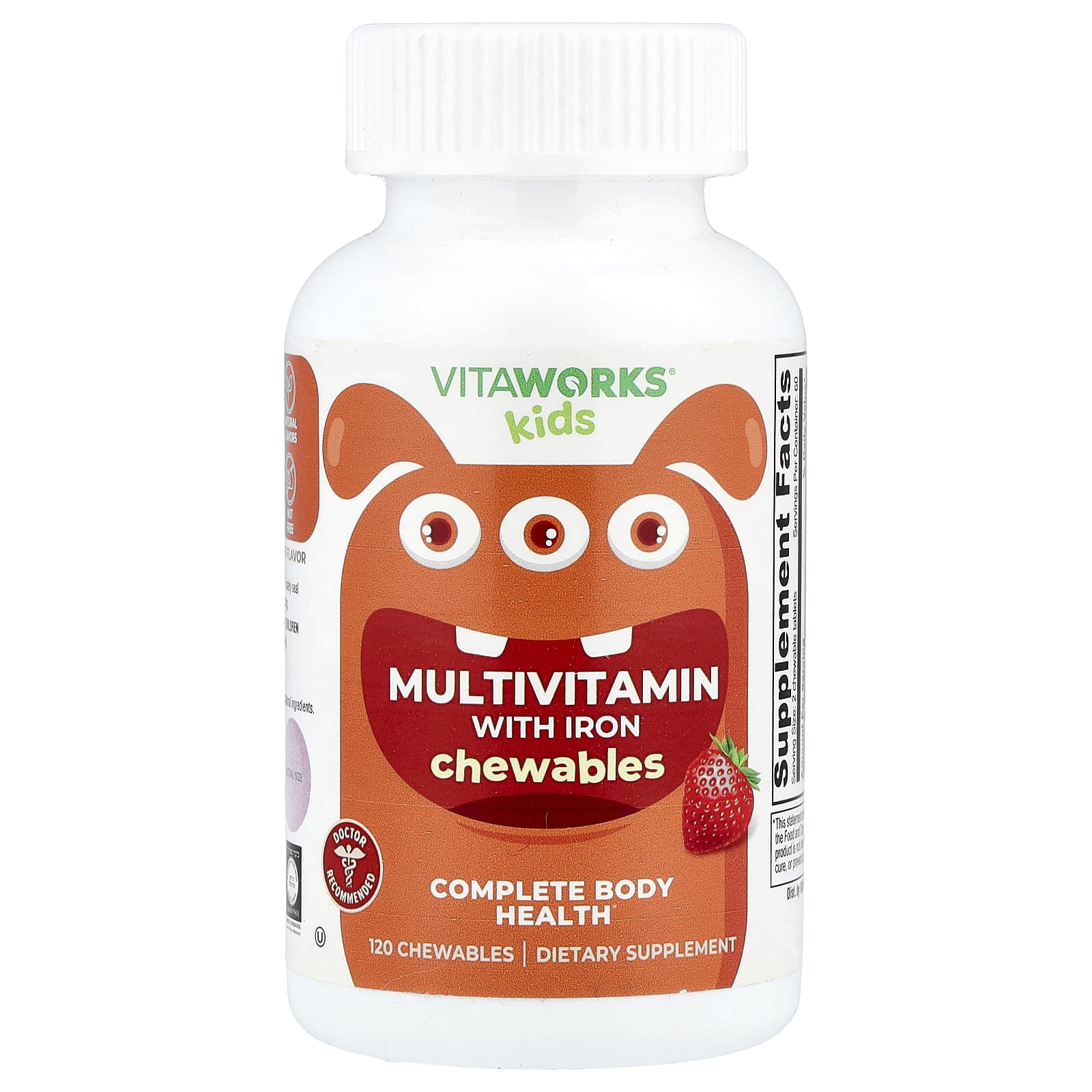 VitaWorks, Kids, Multivitamin With Iron, Mixed Fruit, 120 Chewables - Image 1