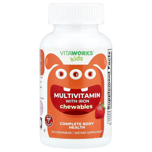 VitaWorks, Kids, Multivitamin With Iron, Mixed Fruit, 120 Chewables - Image 1