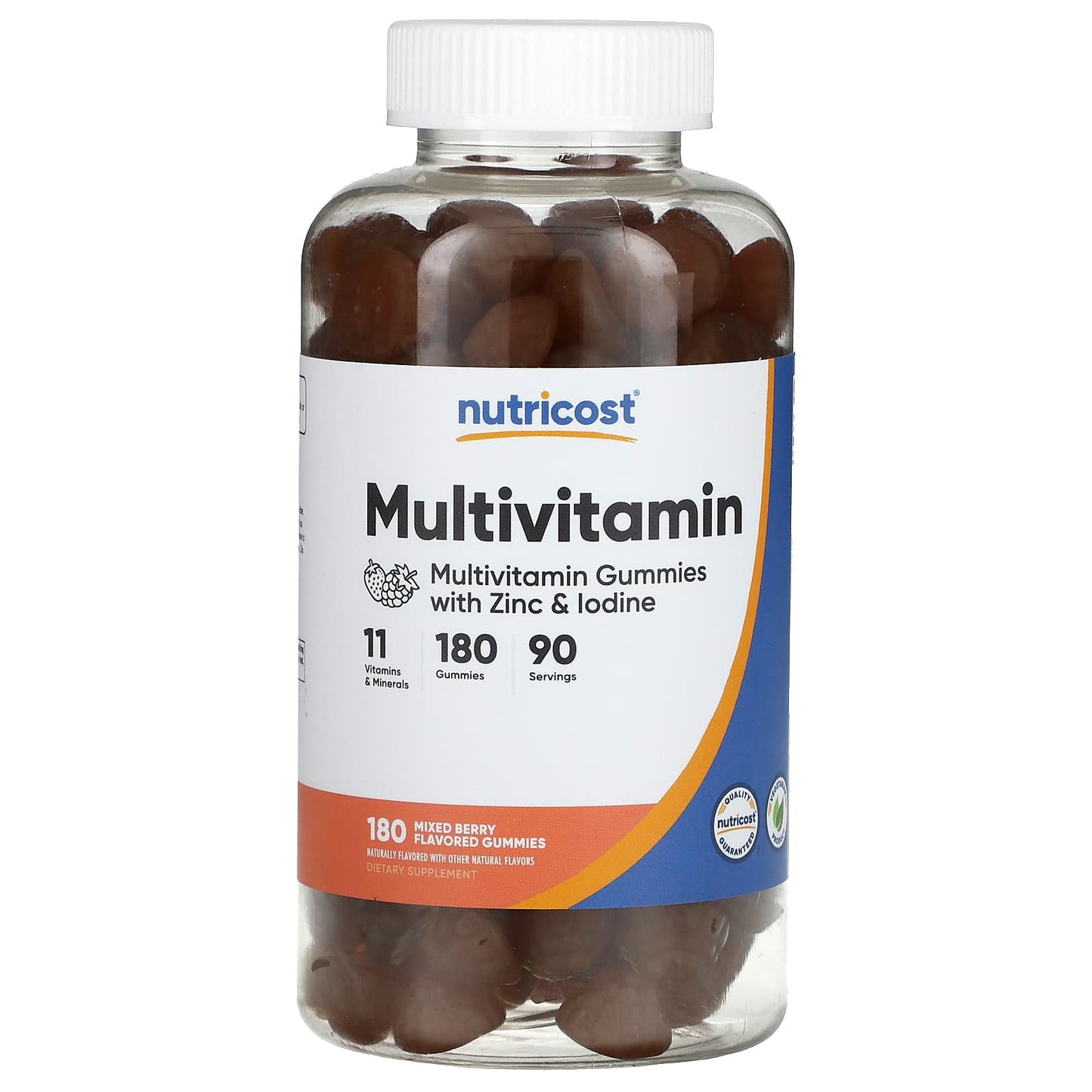 Nutricost, Multivitamin Gummies with Zinc & Iodine, Mixed Berry, 180 Gummies - Image 1