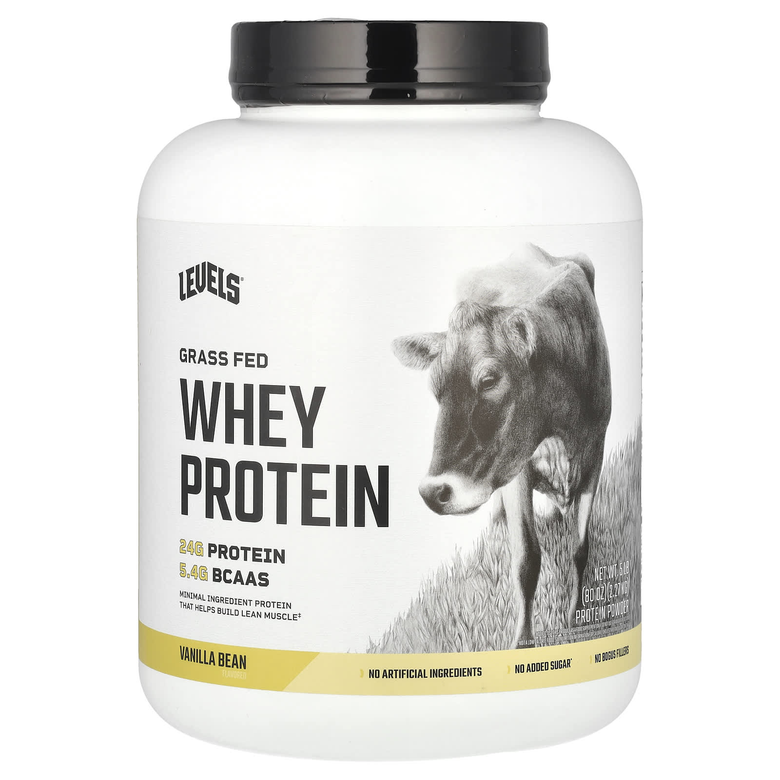 Levels, Grass Fed Whey Protein Powder, Vanilla Bean, 5 lb (2.27 kg) - Image 1