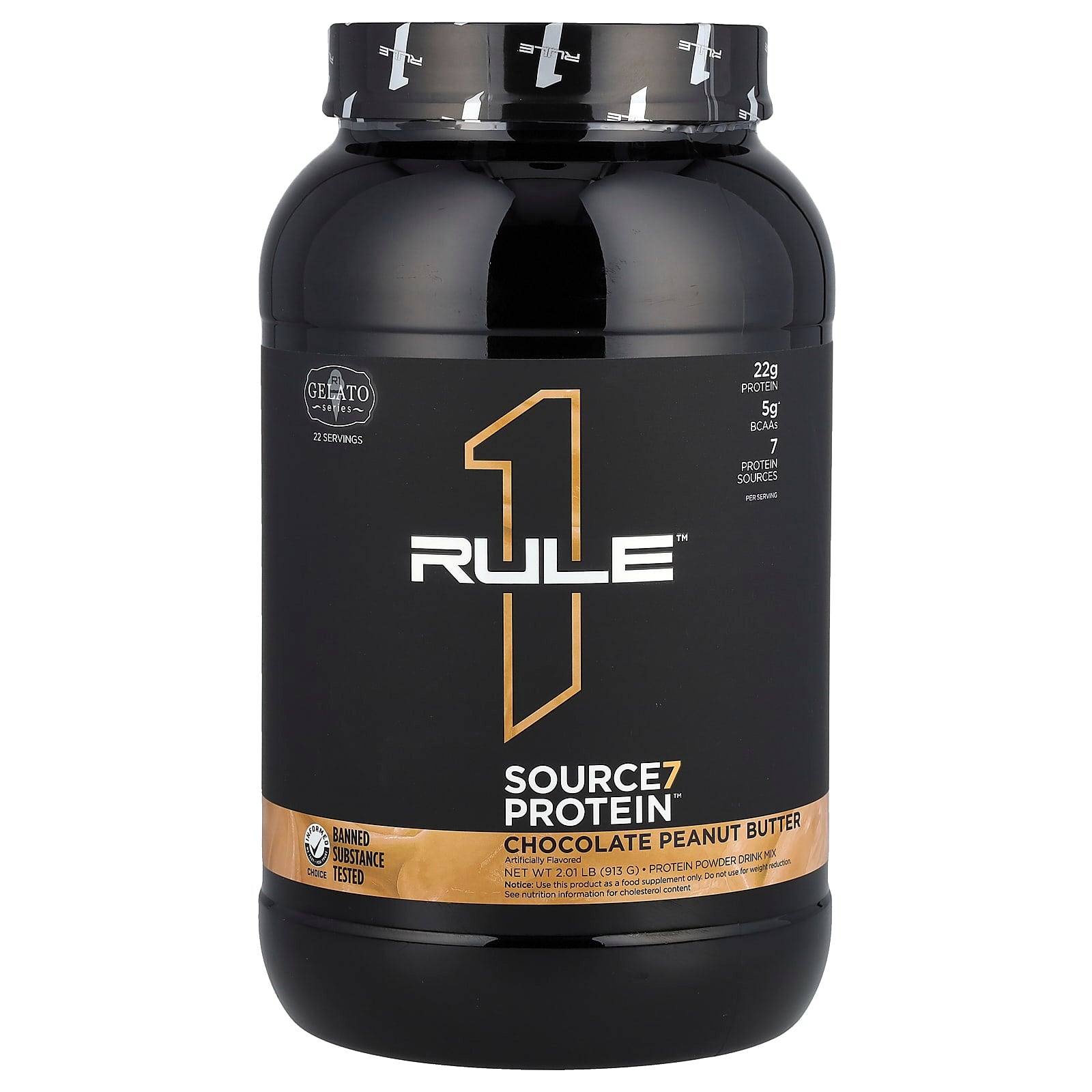 Rule One Proteins, Source7 Protein Powder Drink Mix, Chocolate Peanut Butter, 2.01 lb (913 g) - Image 1