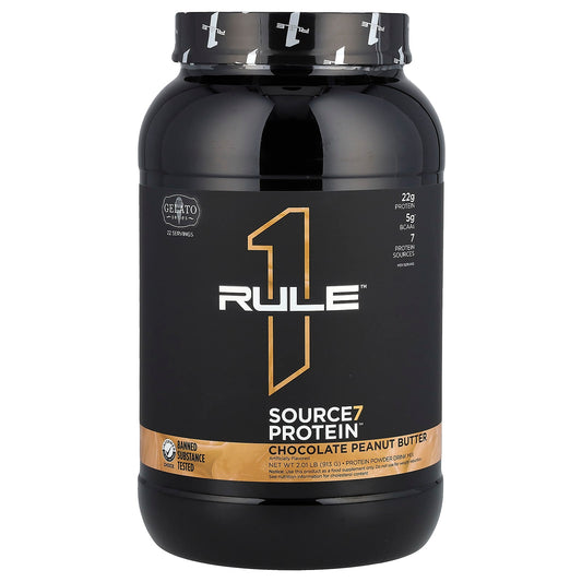 Rule One Proteins, Source7 Protein Powder Drink Mix, Chocolate Peanut Butter, 2.01 lb (913 g) - Image 1